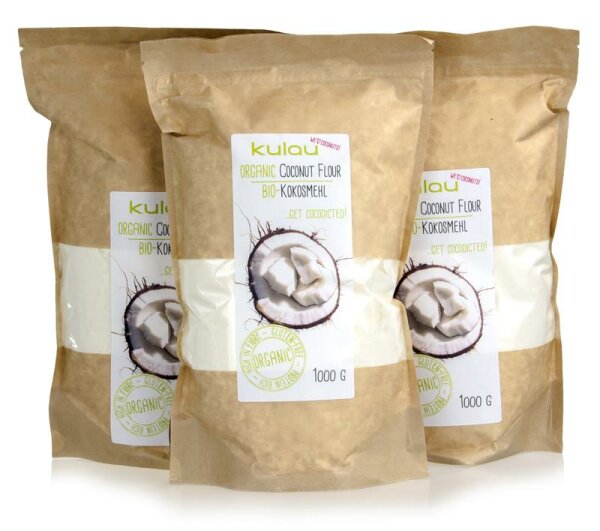 3× KULAU Organic Coconut Flour 1 kg