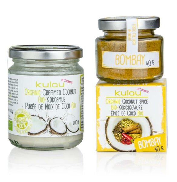 KULAU Coco-Set: Organic Coconut Cream 200 ml + Coconut Spice BOMBAY 40 g