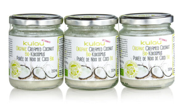 3x KULAU Organic Coconut Cream 200 ml