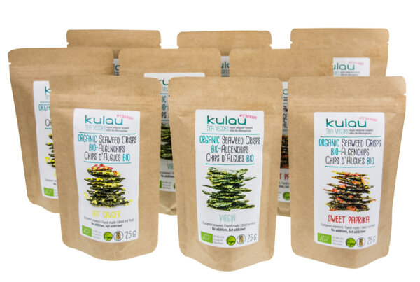 Organic Seaweed Crisps variety pack 3 varieties 9 x 25 g